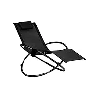 giantex chaise longue de jardin à bascule, fauteuil à bascule pliable, chaise extérieure avec appuie-tête et porte-bouteille, transat de jardin en cadre métal, pour balcon, jardin, cour, charge 180 kg
