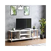 [en.casa] meuble tv de salon support banc télé avec espaces de rangement panneau de particules bois de hêtre 43 x 120 x 29 cm blanc