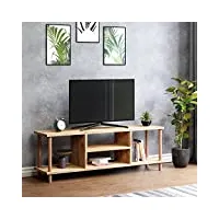 [en.casa] meuble tv de salon support banc télé avec espaces de rangement panneau de particules bois de hêtre 43 x 120 x 29 cm effet bois