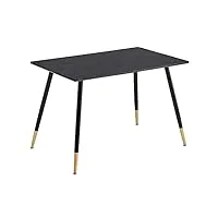 meuble cosy table de salle à manger rectangulaire pour 4 personnes industriel rétro style pour salon cuisine, cadre métallique robuste, noir et or, 110x70x75cm, mdf