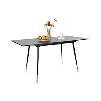 meuble cosy table de salle à manger extensible 4 a 6 personnes pour salon cuisine, cadre métallique robuste, style industriel rétro, noir et or, 120-160x80x75cm, mdf