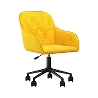 vidaxl chaise pivotante de bureau chaise d'ordinateur fauteuil pivotant de bureau siège de bureau meuble de bureau intérieur jaune velours