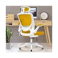 kerdom chaise de bureau ergonomique et respirante avec appuie-tête réglable, accoudoirs, fonction pivotante et à bascule jusqu'à 135°, fauteuil de bureau en maille