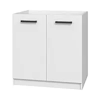 adgo kitchen sink base cabinet pour ensemble de 200 cm - dimensions de l'armoire (l x l x h) : 45,6 cm x 82 cm x 80 cm - meuble bas de cuisine avec portes battantes - blanc mat (livré en 2 paquets) -