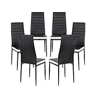 lot de 6 chaises de salle à manger,sgs tested, chaises de salle a manger, siege rembourre epais, chaises pour salle a manger, chaises de salle a manger moderne,6 pc (noir + blanc)