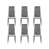 lot de 6 chaises de salle à manger,sgs tested, chaises de salle a manger, siege rembourre epais, chaises pour salle a manger, chaises de salle a manger moderne,6pc (gris + blanc)