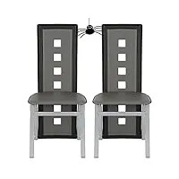 chaises de salle à manger lot de 2,chaise de cuisine-dossier haut siège large, meubles de salle à manger, chaise de salon en cuir pvc pour cuisine, salle à manger, jardin,gris + noir-2pc
