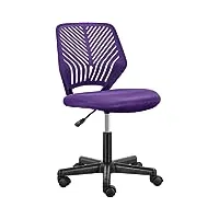 abician chaise de bureau en maille, fauteuil d'ordinateur réglable sans accoudoirs, chaise pivotante à dossier moyen, pour travail Étude gaming violet