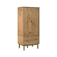 vidaxl garde-robe armoire de rangement organisateur de vêtements meuble de rangement maison intérieur 76,5x53x172 cm bois massif de pin