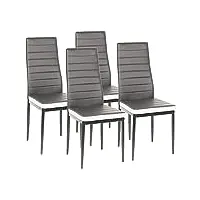 glit chaises de salle à manger, lot de 4 chaise salle a manger, chaise cuisine moderne, siege rembourre epais, dossier haut, chaise de salle à manger confortable et durable (4, gris et blanc)