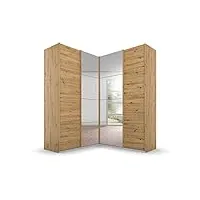 rauch quadra armoire d'angle pour portes coulissantes, bois d'ingénierie, chêne artisan, 181x229x187