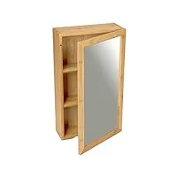 wenko armoire bambou avec miroir, fermeture magnétique, poignée et deux étagères centrales pour ranger facilement les accessoires de salle de bain, 35 x 60 x 15 cm, verre, naturel, 35 x 60 x 14 cm
