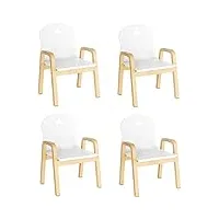 firfurd lot de 4 chaises enfant blanche petite chaise pour enfants avec accoudoirs hauteur réglable en bois pour chambre d'enfant 39x 32x61.5cm