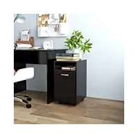 keyur caisson de bureau, placard de rangement mobile meuble de rangement armoire latérale avec roues noir 33x38x60 cm aggloméré