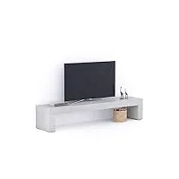 mobili fiver, meuble tv evolution 180x40, gris béton, 180 cmx40 cmx35 cm, meuble tv design pour tv jusqu'à 77'' tv, made in italy