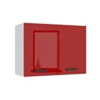 belini meuble haut cuisine sg80 i meubles de cuisine - mural, rangements, 2 portes i taille: 29,6 x 80 x 58 cm i armoire murale avec poignée en métal i couleur: rouge très brillant