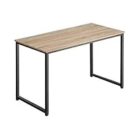 tectake table de bureau flint meuble pour ordinateur diverses couleurs et tailles (bois clair industriel, 140 cm)