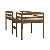 vidaxl lit haut cadre de lit simple sommier à lattes lit pour enfants meuble de chambre à coucher marron miel 75x190 cm bois de pin massif
