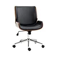 vinsetto chaise de bureau à dossier fauteuil de bureau ergonomique design vintage hauteur réglable pivotant 360° piètement chromé revêtement coque en bois assise synthétique gris