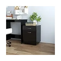 keyur caisson de bureau, placard de rangement mobile meuble de rangement armoire à roulettes noir 45x38x54 cm aggloméré