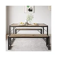 gizoon ensemble de table de salle à manger de 115,6 cm pour 4 personnes, table de cuisine avec 2 bancs, table de salle à manger avec cadre en métal et planche en mdf, salle à manger peu encombrante