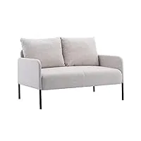 chairus canapé 2 places pour salon chambre fauteuil canapé divan de rembourré en lin modern sofa avec accoudoirs (beige)