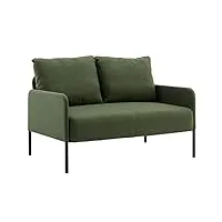 chairus canapé 2 places pour salon chambre fauteuil canapé divan de rembourré en lin modern sofa avec accoudoirs (vert)