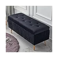 relifo banc de rangement tapissé de velours luxueux, repose-pieds banc À chaussures confortable pour l'entrée du salon,noir,80x40x45cm