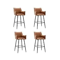 wahson tabouret de bar lot de 4 chaise bar haute en cuir pu tabourets de comptoir chaise cuisine moderne avec repose-pieds, tabourets hauts pour bar/cuisine, marron
