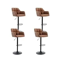 wahson tabouret de bar lot de 4 chaise bar haute en velours tabourets de comptoir avec repose-pieds, tabourets hauts pour bar/cuisine, marron