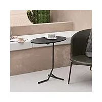 [en.casa] table d'appoint ovale pour salon bout de canapé design capacité de charge 15 kg métal mdf 55 x 60 x 30 cm noir