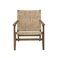 bloomingville mills fauteuil lounge en rotin marron l76 x h77 x w63 cm, large