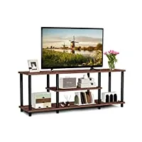 giantex meuble tv en métal avec 8 pieds, meuble tv de salon industriel pour tv jusqu’à 50 pouces, commode basse et compartiment ouvert, 110x29,5x40,5 cm, noyer