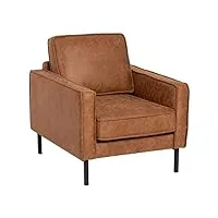 lolahome fauteuil marron rembourré en similicuir de 80 x 89 x 86 cm