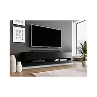 furnix alyx - meuble tv bas - 180 x 34 x 32 cm (l x h x p) - sans éclairage led - 2 compartiments avec porte « push-click » - 2 étagères ouvertes en bas - montage mural possible