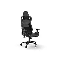 corsair t1 race (2023) fauteuil gaming – inspiré des sports automobiles – revêtement en cuir synt – armature en acier – accoudoirs 4d hautement ajustables – noir