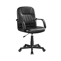 abician fauteuil de bureau à roulettes, fauteuil de bureau en similicuir, fauteuil d'ordinateur réglable en hauteur, style moderne, capacité max. de 123 kg noir
