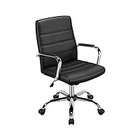 abician fauteuil de bureau ergonomique en similicuir chaise de bureau à roulettes inclinable fauteuil d'ordinateur réglable en hauteur style moderne noir