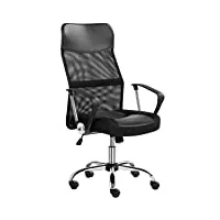 abician fauteuil de bureau ergonomique en maille, chaise de bureau à roulettes avec appui-tête, fauteuil d'ordinateur moderne avec avec assise en similicuir, capacité max. de 135kg noir