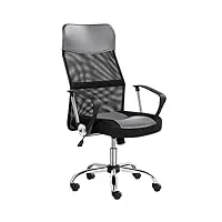 abician fauteuil de bureau ergonomique en maille, chaise de bureau à roulettes avec appui-tête, fauteuil d'ordinateur moderne avec avec assise en similicuir, capacité max. de 135kg gris
