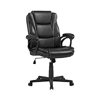 abician fauteuil de direction en similicuir pu fauteuil de bureau confortable haut dossier inclinable fauteuil d'ordinateur réglable en hauteur fauteuil à roulettes pivotantes à 360° noir