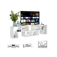 giantex meuble tv combiné libre avec Étagères ouvertes, banc tv moderne jusqu'à 65 pouces, table tv, Étagère de rangement, pour salon, chambre, bureau, 134-180 x 30 x 43 cm (blanc)