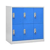festnight armoires de bureau,armoire à casiers,casier en métal à 6 portes,casier métallique,casier vestiaire armoire metallique-light grey and blue avec 6 casiers
