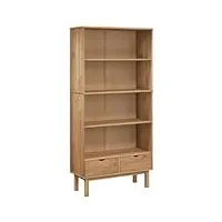 vidaxl bibliothèque avec 2 tiroirs Étagère à livres meuble de rangement salle de séjour maison intérieur marron bois de pin massif