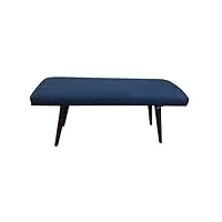 box and tree| banc en tissu bleu117 x 49 x 40 cm style rétro | banc en fourrure salle à manger | petit banquette de lit avec pieds en bois (blue)