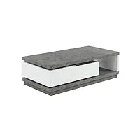 vente-unique - table basse flavian coffre de rangements pivotant - mdf blanc laqué et plateau effet béton