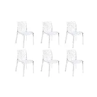 vente-unique - lot de 6 chaises empilables diademe - polycarbonate plein - cristal
