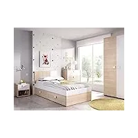 vente-unique chambre complète enfant lit gigogne 90 x 190 cm - 3 produits - coloris : chêne et blanc - sonia
