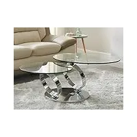 vente-unique - table basse avec plateaux pivotants - verre trempé et métal - joline de maison céphy