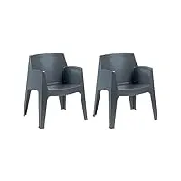 vente-unique - lot de 2 fauteuils de jardin empilables - polypropylène - anthracite - soroca